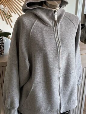Max & Co. Gray Hooded Jacket with Red Logo Patch